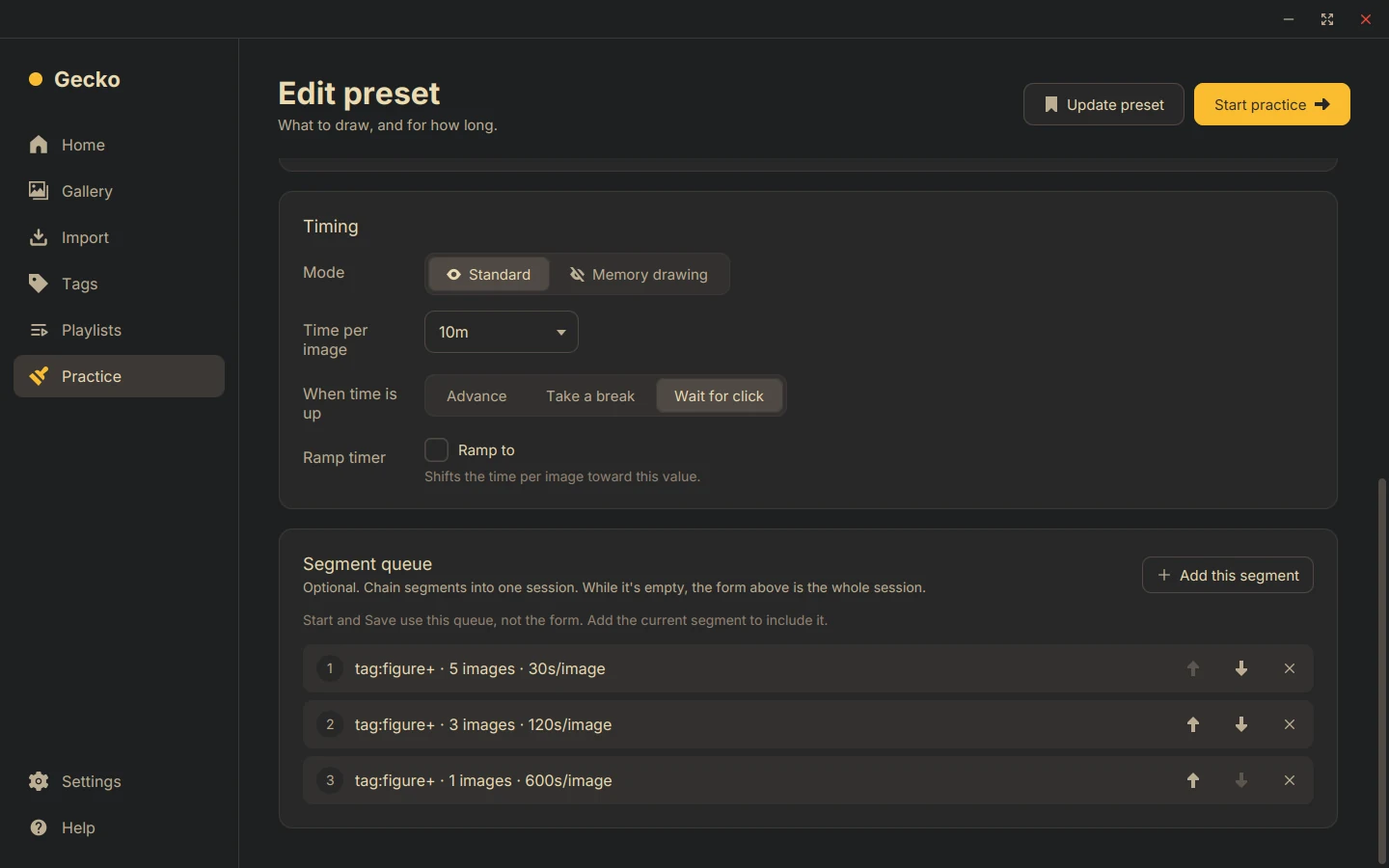 Session setup with a three-segment queue