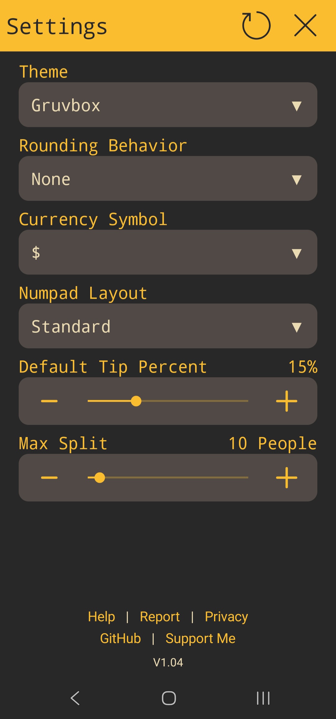 Tip Calculator bill splitting