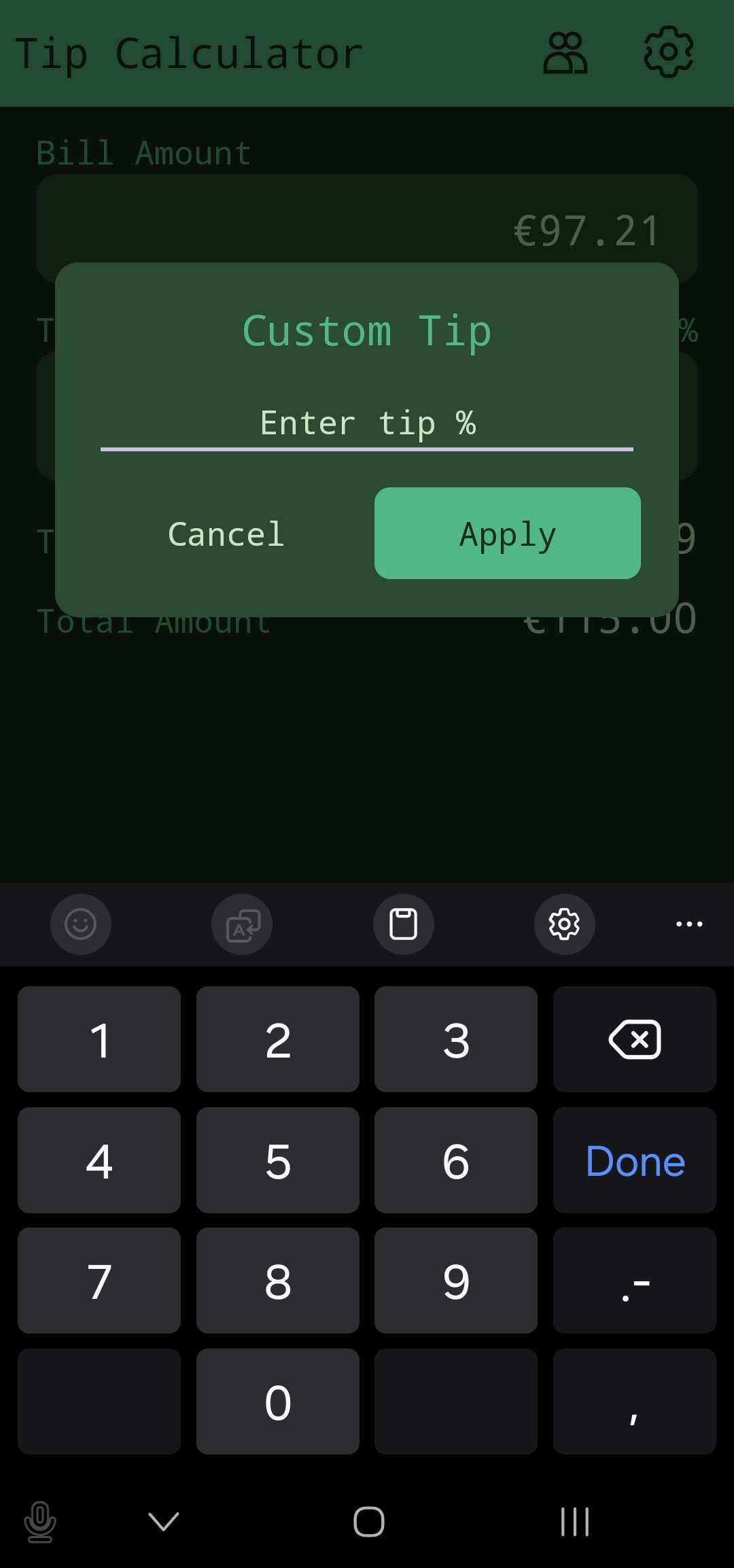 Tip Calculator screenshot